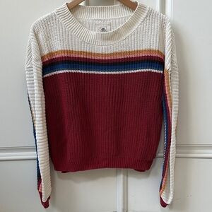 Rip Curl Burgundy and Cream Striped Sweater